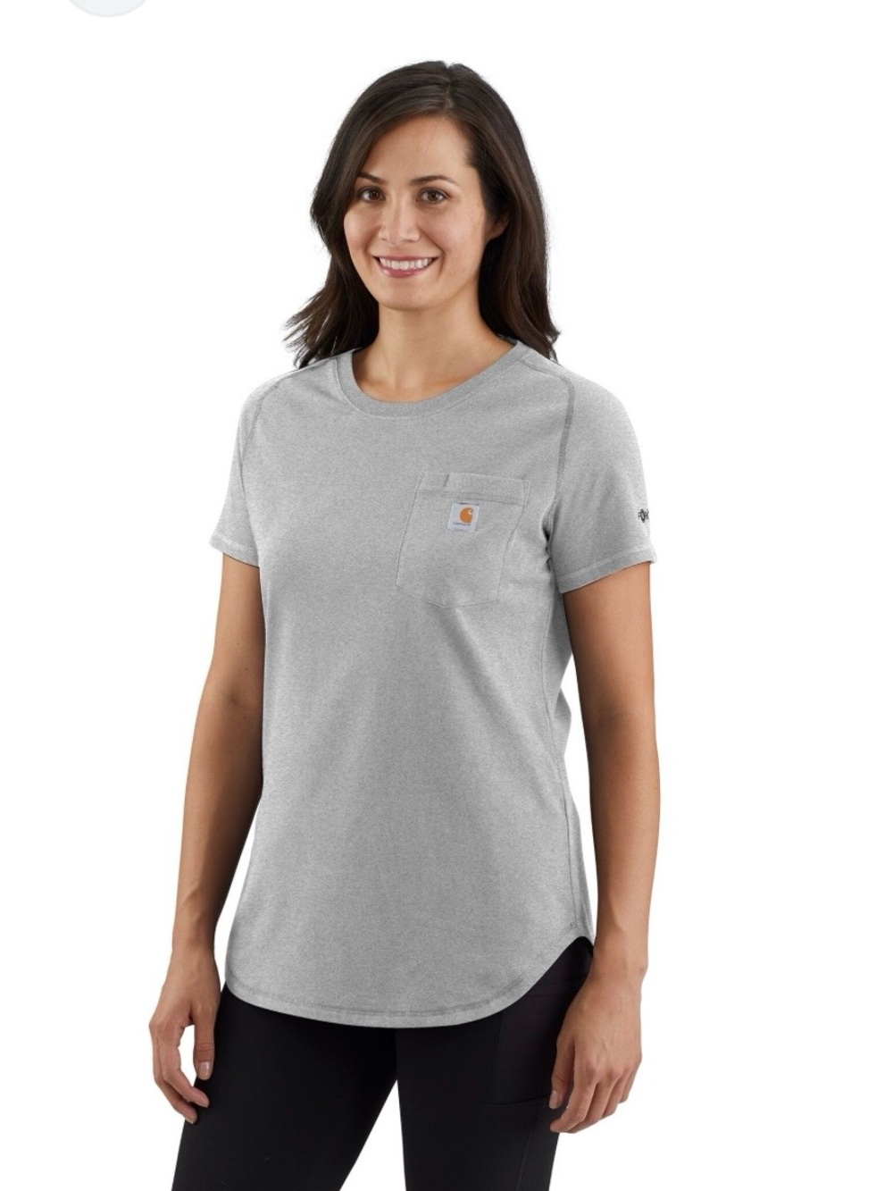 Carhartt Women's Short Sleeve Pocket Tee in Heather Gray